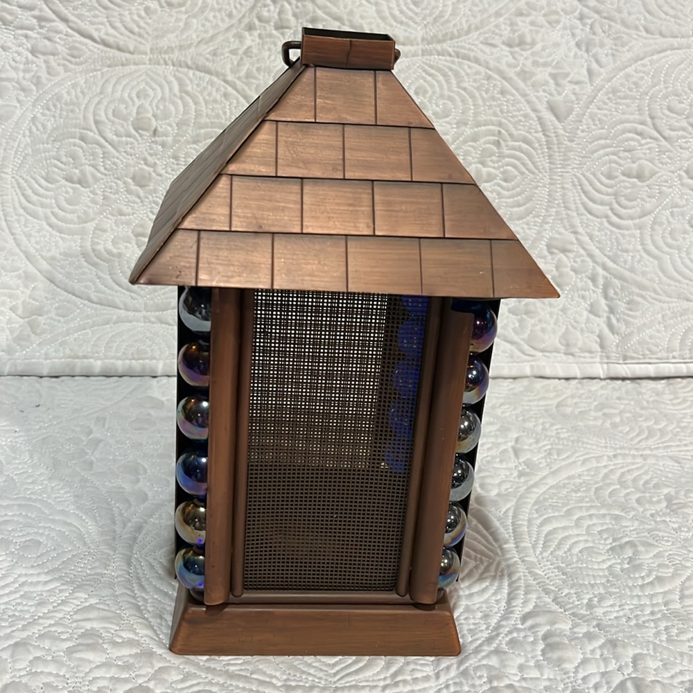 Set of 2 Japanese architectural blue glass marble lanterns - Picture 9 of 16